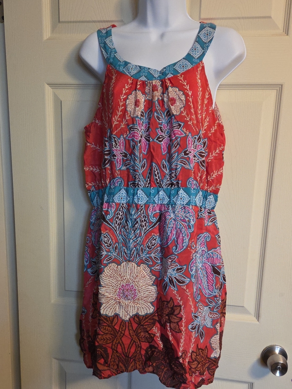 Glam Silk Floral Sleeveless Dress Size Large